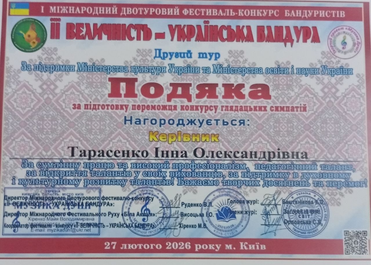 Вихованці Шосткинської дитячої школи мистецтв підкорили міжнародний конкурс бандуристів